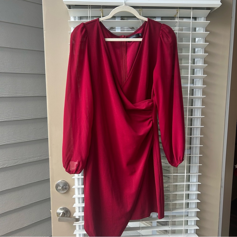 Elegant Red Wrap Dress